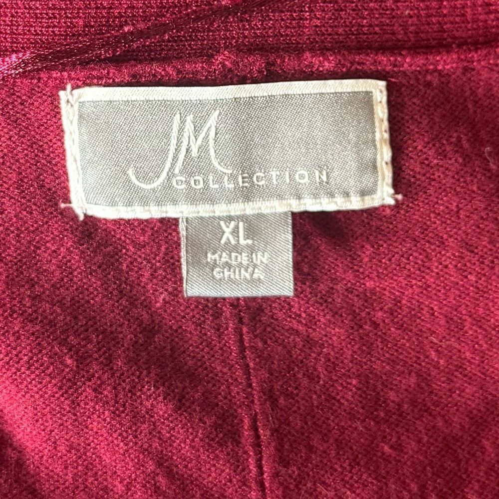 Jm Collection Red Open Front Cardigan Size Xl - image 3